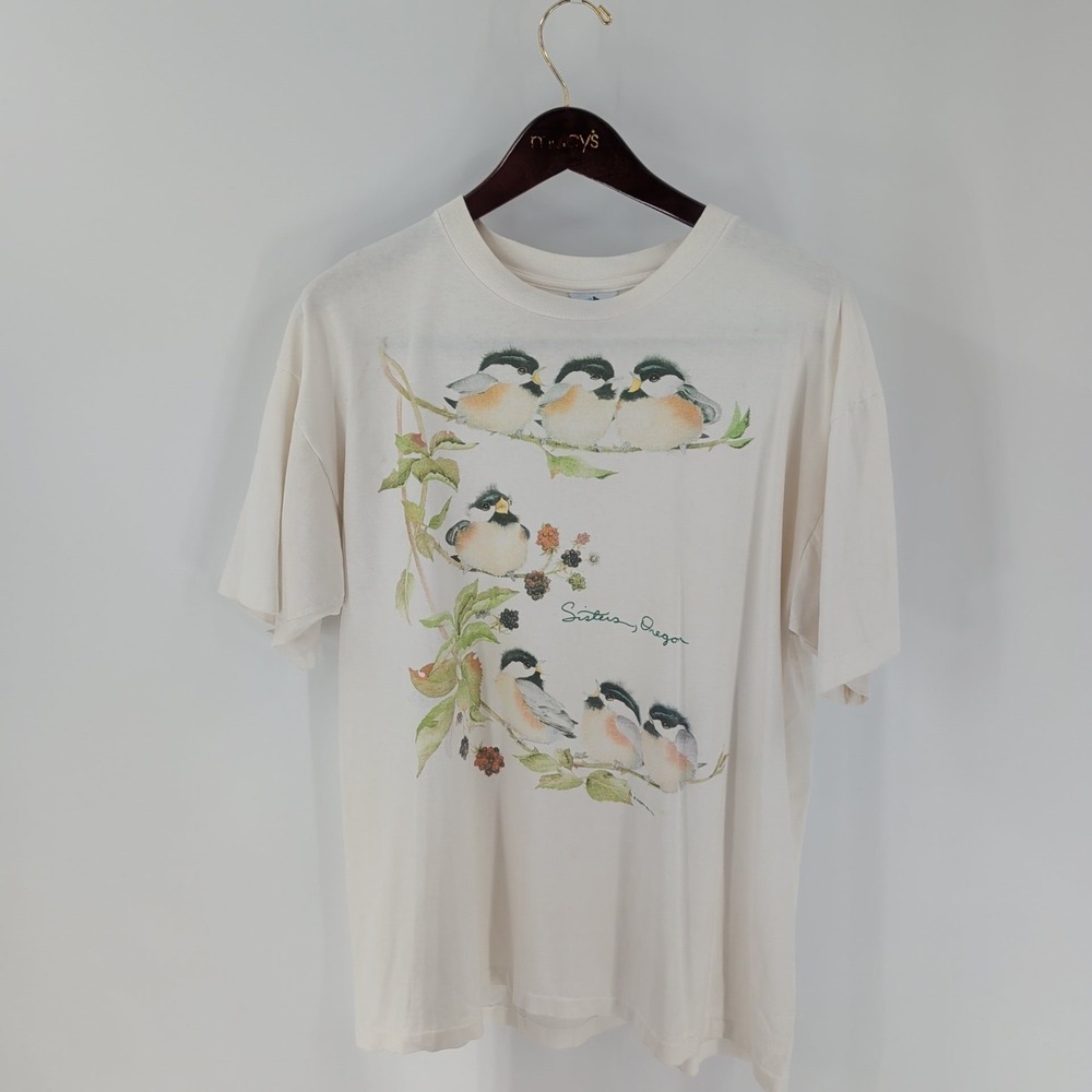 Vintage Dolphin Cotton Short Sleeve Sisters Oregon Graphic T-Shirt White Size XL